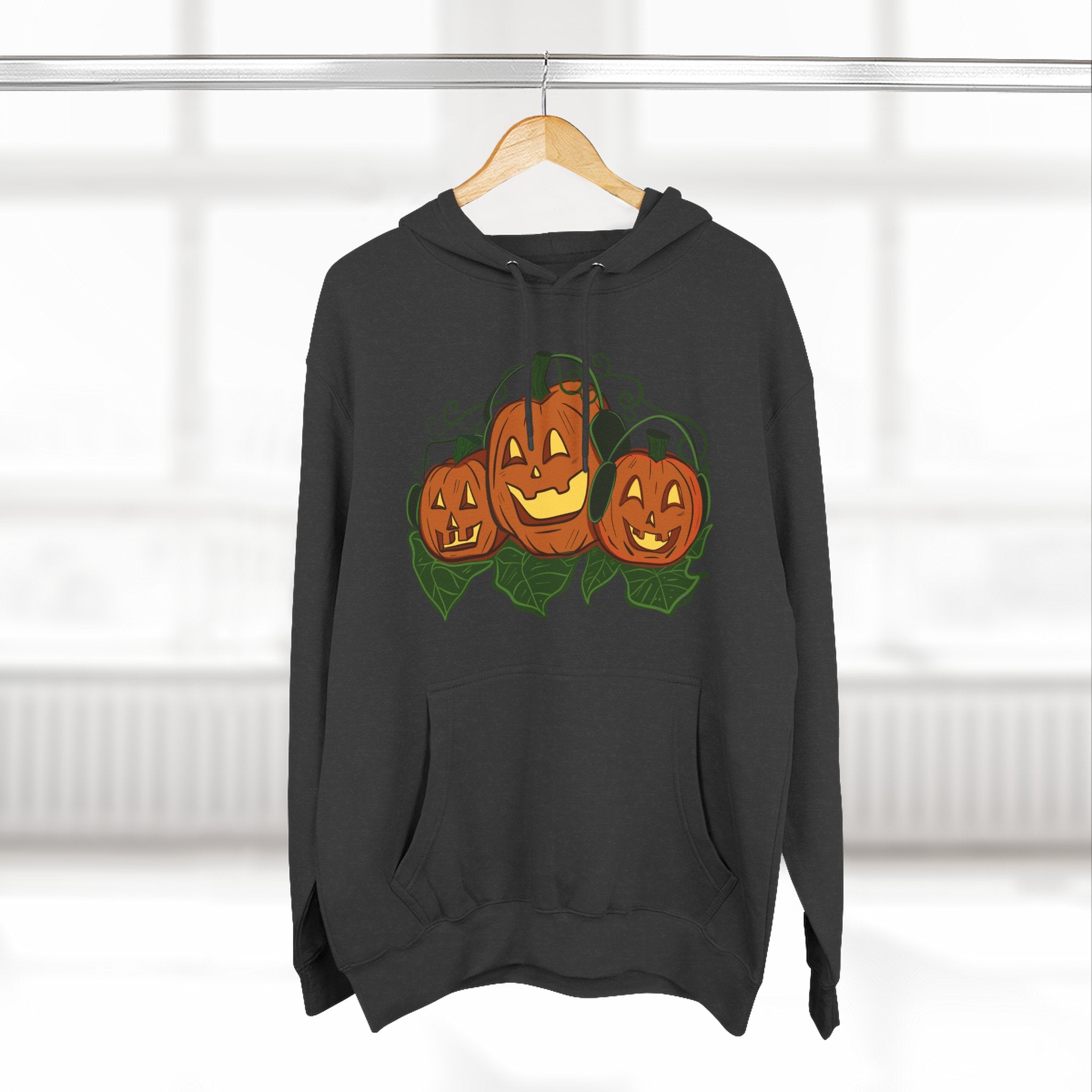 Halloween Pumpkin Fleece Hoodie, Cozy Fall Apparel, Autumn Gift, Seasonal Wear, Trendy Sweatshirt