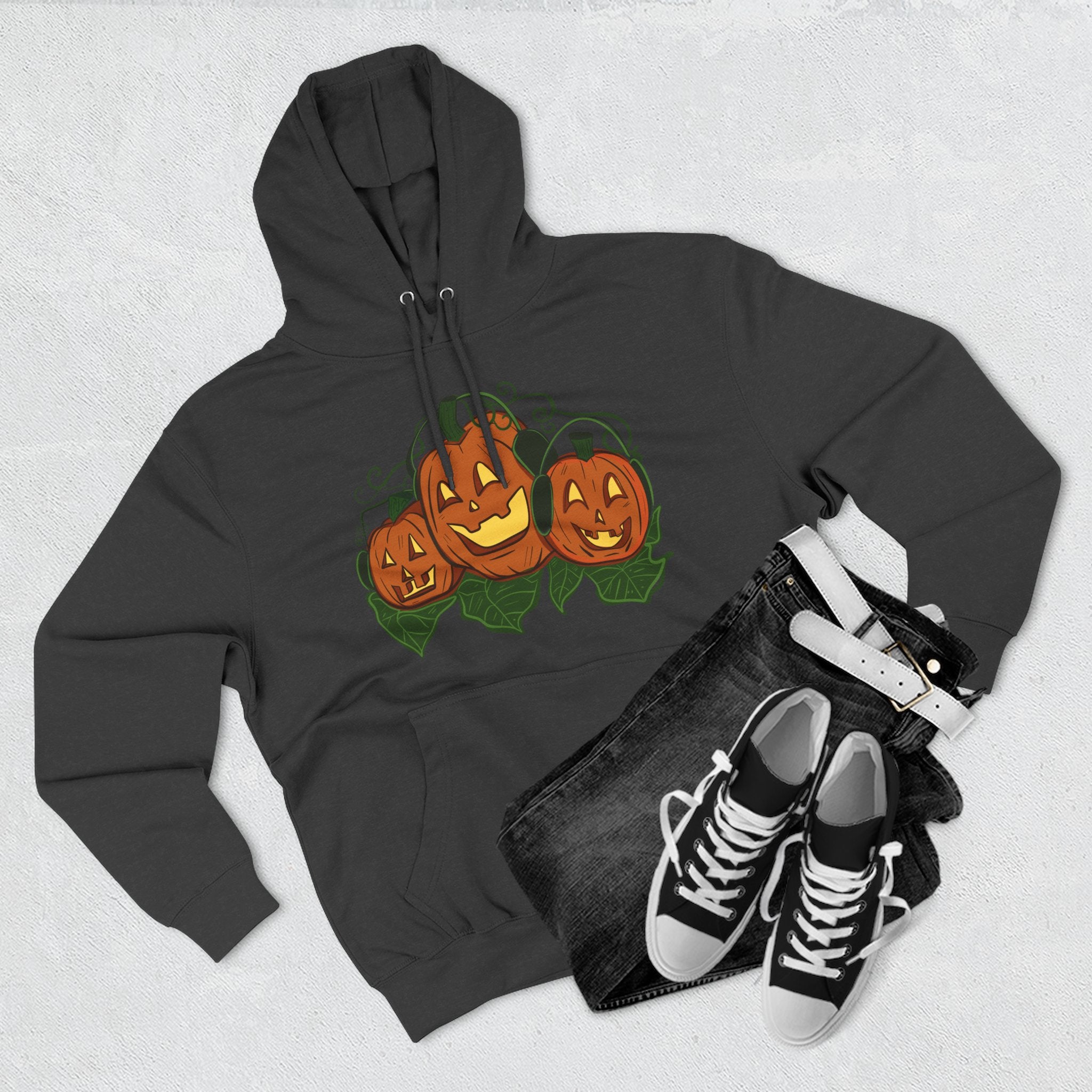 Halloween Pumpkin Fleece Hoodie, Cozy Fall Apparel, Autumn Gift, Seasonal Wear, Trendy Sweatshirt