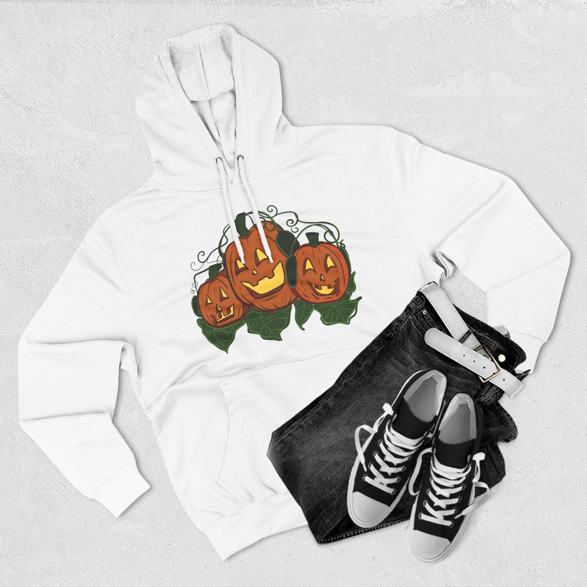 Halloween Pumpkin Fleece Hoodie, Cozy Fall Apparel, Autumn Gift, Seasonal Wear, Trendy Sweatshirt